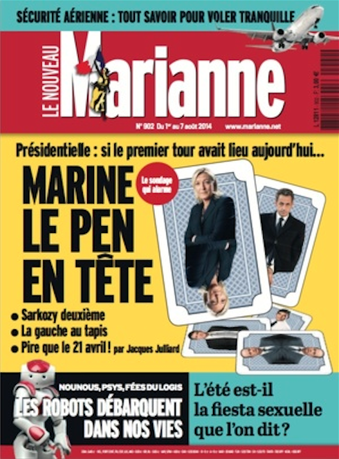 « Une » de Marianne d'août 2014 : « Marine Le Pen en tête »